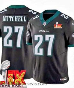Superbly made Philadelphia Eagles Quinyon Mitchell #27 Black 2024 2025 Super Bowl LIX F.U.S.E Stitched NFL Jersey