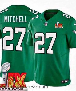 Exceptionally fashioned Philadelphia Eagles Quinyon Mitchell #27 Kelly Green 2024 2025 Super Bowl LIX F.U.S.E Stitched NFL Jersey