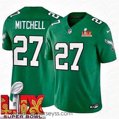 Exceptionally fashioned Philadelphia Eagles Quinyon Mitchell #27 Kelly Green 2024 2025 Super Bowl LIX F.U.S.E Stitched NFL Jersey
