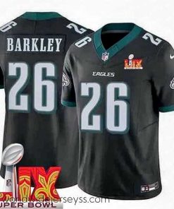 Marvelously styled Philadelphia Eagles Saquon Barkley #26 Black 2024 2025 Super Bowl LIX F.U.S.E Stitched NFL Jersey