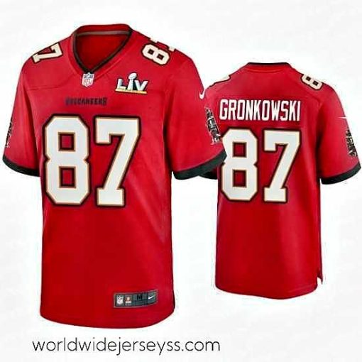 Superbly made Rob Gronkowski Buccaneers Red Super Bowl Lv Game Jersey