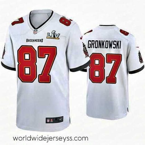 Superbly made Rob Gronkowski Buccaneers White Super Bowl Lv Game Jersey