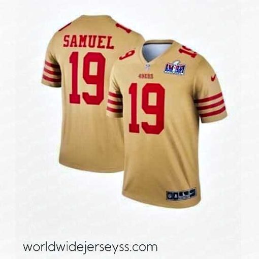 Marvelously styled San Francisco 49ers 19 Deebo Samuel Gold Inverted Legend 2024 Super Bowl LVIII Stitched Football Jersey