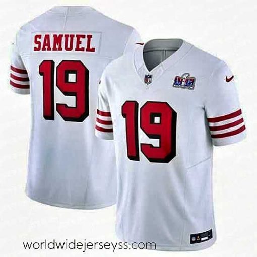 Superbly made San Francisco 49ers 19 Deebo Samuel New White 2023 F.U.S.E  Vapor Untouchable Limited Stitched Football 2024 Super Bowl LVIII Jersey