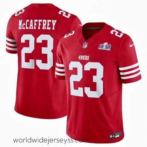 Marvelously styled San Francisco 49ers 23 Christian McCaffrey Red 2023 F.U.S.E  Vapor Untouchable Limited Stitched Football 2024 Super Bowl LVIII Jersey