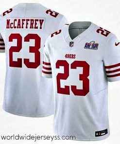 Exceptionally fashioned San Francisco 49ers 23 Christian McCaffrey White 2023 F.U.S.E  Vapor Untouchable Limited Stitched Football 2024 Super Bowl LVIII Jersey