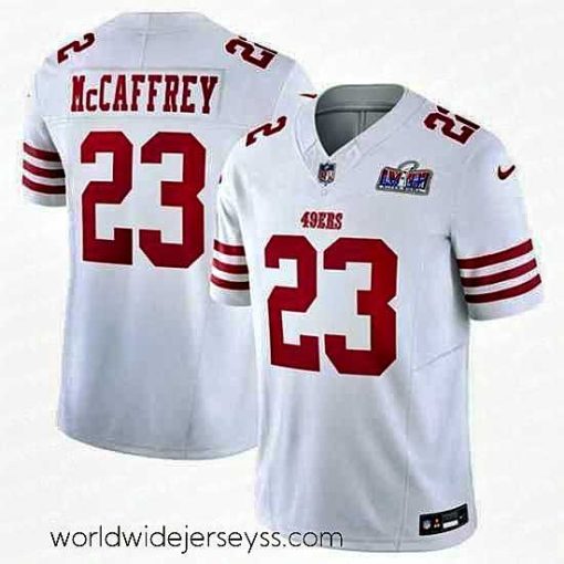 Exceptionally fashioned San Francisco 49ers 23 Christian McCaffrey White 2023 F.U.S.E  Vapor Untouchable Limited Stitched Football 2024 Super Bowl LVIII Jersey