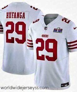 Marvelously styled San Francisco 49ers 29 Talanoa Hufanga White 2023 F.U.S.E  With John Madden Patch Vapor Limited Stitched Football 2024 Super Bowl LVIII Jersey