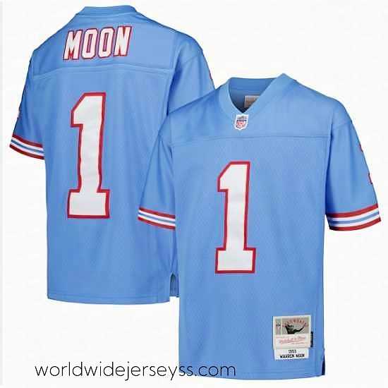Exquisitely designed Tennessee Titans 1 Warren Moon Light Blue Throwback Stitched Football Jersey