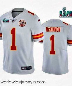 Marvelously styled Toddler Kansas City Chiefs 1 Jerick McKinnon White Super Bowl LVII Patch Vapor Untouchable Limited Stitched Jersey