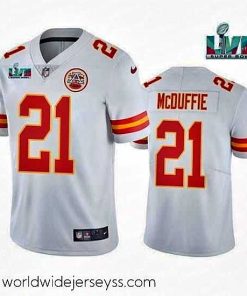 Superbly made Toddler Kansas City Chiefs 21 Trent McDuffie White Super Bowl LVII Patch Vapor Untouchable Limited Stitched Jersey