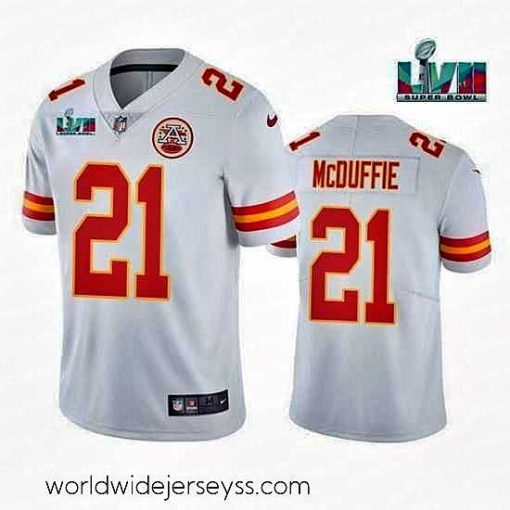 Superbly made Toddler Kansas City Chiefs 21 Trent McDuffie White Super Bowl LVII Patch Vapor Untouchable Limited Stitched Jersey