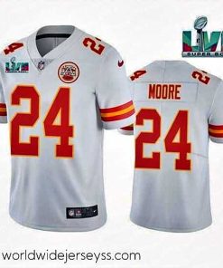 Exquisitely designed Toddler Kansas City Chiefs 24 Skyy Moore White Super Bowl LVII Patch Vapor Untouchable Limited Stitched Jersey