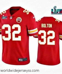 Superbly made Toddler Kansas City Chiefs 32 Nick Bolton Red Super Bowl LVII Patch Vapor Untouchable Limited Stitched Jersey