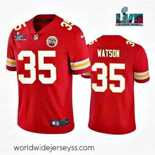Exceptionally fashioned Toddler Kansas City Chiefs 35 Jaylen Watson Red Super Bowl LVII Patch Vapor Untouchable Limited Stitched Jersey