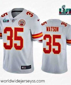 Superbly made Toddler Kansas City Chiefs 35 Jaylen Watson White Super Bowl LVII Patch Vapor Untouchable Limited Stitched Jersey