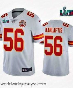 Marvelously styled Toddler Kansas City Chiefs 56 George Karlaftis White Super Bowl LVII Patch Vapor Untouchable Limited Stitched Jersey
