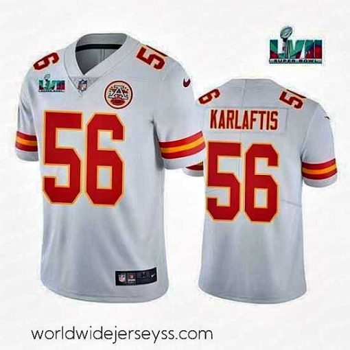 Marvelously styled Toddler Kansas City Chiefs 56 George Karlaftis White Super Bowl LVII Patch Vapor Untouchable Limited Stitched Jersey