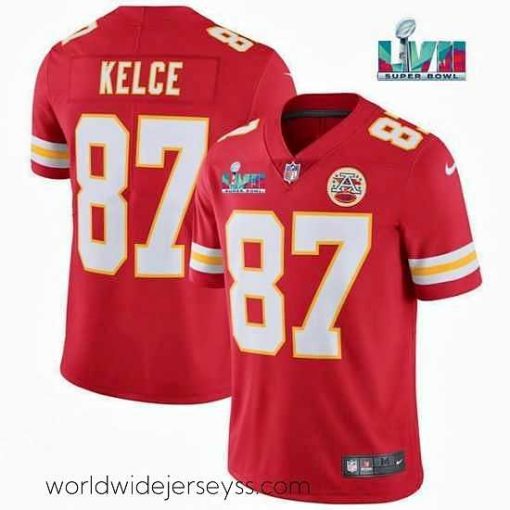 Marvelously styled Toddler Kansas City Chiefs 87 Travis Kelce Red Super Bowl LVII Patch Vapor Untouchable Limited Stitched Jersey