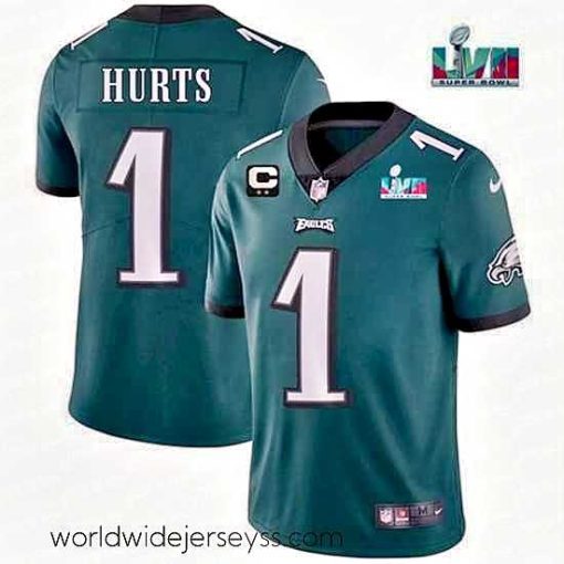 Marvelously styled Toddler Philadelphia Eagles 1 Jalen Hurts Green Super Bowl LVII Patch And 2 Star C Patch Vapor Untouchable Limited Stitched Jersey