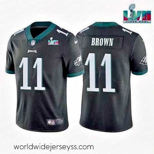 Finely crafted Toddler Philadelphia Eagles 11 A J  Brown Black Super Bowl LVII Patch Vapor Untouchable Limited Stitched Jersey