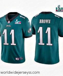 Exquisitely designed Toddler Philadelphia Eagles 11 A  J  Brown Green Super Bowl LVII Patch Vapor Untouchable Limited Stitched Jersey
