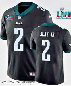 Exquisitely designed Toddler Philadelphia Eagles 2 Darius Slay JR Black Super Bowl LVII Patch Vapor Untouchable Limited Stitched Jersey