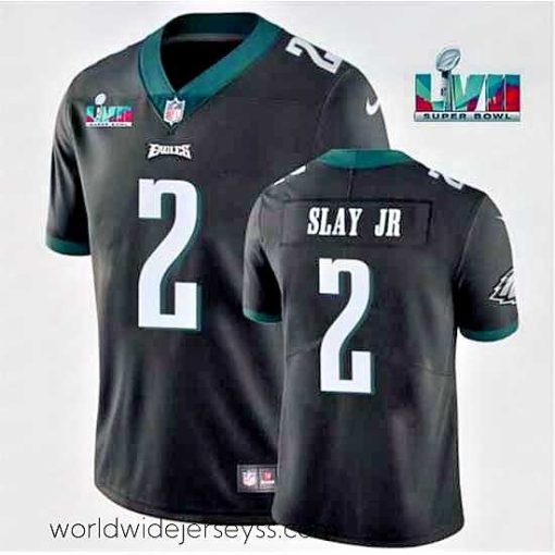 Exquisitely designed Toddler Philadelphia Eagles 2 Darius Slay JR Black Super Bowl LVII Patch Vapor Untouchable Limited Stitched Jersey