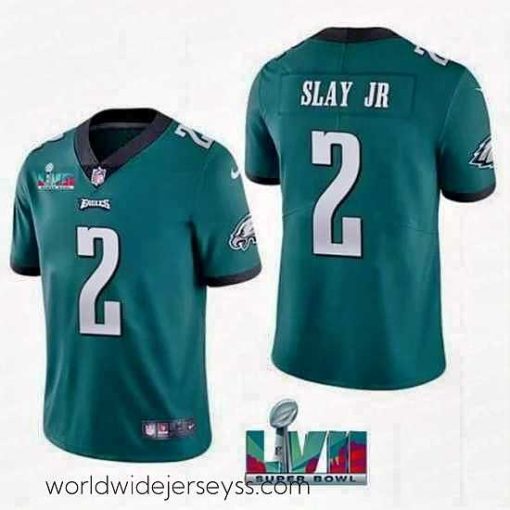 Marvelously styled Toddler Philadelphia Eagles 2 Darius Slay JR Green Super Bowl LVII Patch Vapor Untouchable Limited Stitched Jersey