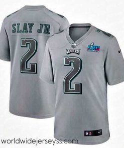 Finely crafted Toddler Philadelphia Eagles 2 Darius Slay Jr  Grey Super Bowl LVII Patch Atmosphere Fashion Stitched Game Jersey