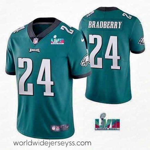 Marvelously styled Toddler Philadelphia Eagles 24 James Bradberry Green Super Bowl LVII Vapor Untouchable Limited Stitched Jersey