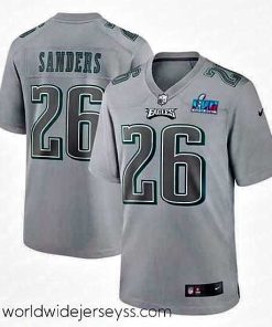 Exquisitely designed Toddler Philadelphia Eagles 26 Miles Sanders Grey Super Bowl LVII Patch Atmosphere Fashion Stitched Game Jersey