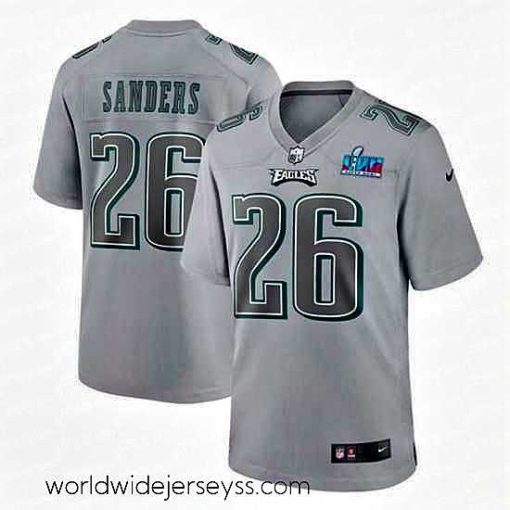 Exquisitely designed Toddler Philadelphia Eagles 26 Miles Sanders Grey Super Bowl LVII Patch Atmosphere Fashion Stitched Game Jersey