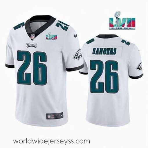 Marvelously styled Toddler Philadelphia Eagles 26 Miles Sanders White Super Bowl LVII Patch Vapor Untouchable Limited Stitched Jersey