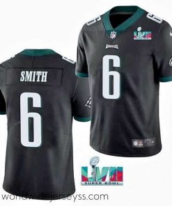 Superbly made Toddler Philadelphia Eagles 6 DeVonta Smith Black Super Bowl LVII Patch Vapor Untouchable Limited Stitched Jersey
