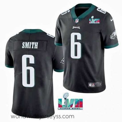 Superbly made Toddler Philadelphia Eagles 6 DeVonta Smith Black Super Bowl LVII Patch Vapor Untouchable Limited Stitched Jersey
