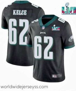 Exquisitely designed Toddler Philadelphia Eagles 62 Jason Kelce Black Super Bowl LVII Patch Vapor Untouchable Limited Stitched Jersey
