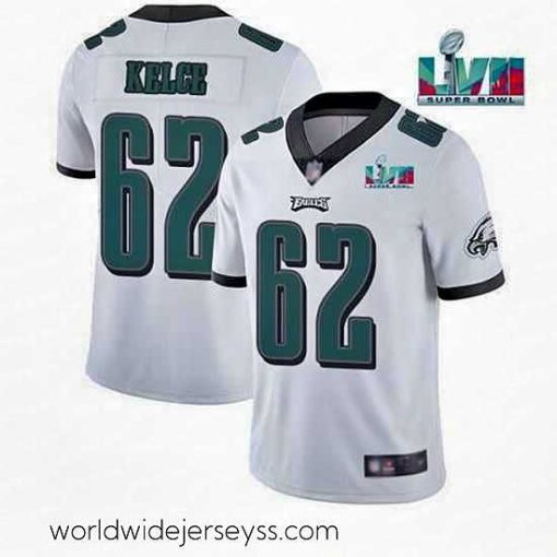 Exceptionally fashioned Toddler Philadelphia Eagles 62 Jason Kelce White Super Bowl LVII Patch Vapor Untouchable Limited Stitched Jersey