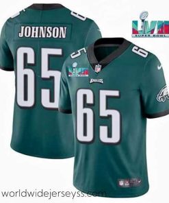 Exquisitely designed Toddler Philadelphia Eagles 65 Lane Johnson Green Super Bowl LVII Patch Vapor Untouchable Limited Stitched Jersey