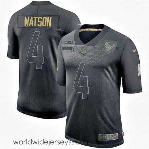 Marvelously styled Men's Houston Texans #4 Deshaun Watson Black Nike 2020 Salute To Service Limited Jersey
