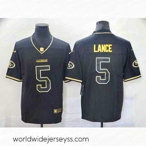 Exquisitely designed Nike 49ers 5 Trey Lance Black Gold Vapor Untouchable Limited Jersey