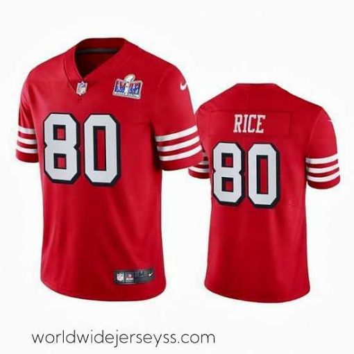 Superbly made Nike 49ers 80 Jerry Rice Red Rush Stitched NFL Vapor Untouchable Limited 2024 Super Bowl LVIII Jersey