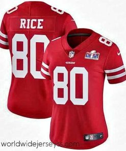 Marvelously styled Nike 49ers 80 Jerry Rice Red Team Color Stitched NFL Vapor Untouchable Limited 2024 Super Bowl LVIII Jersey