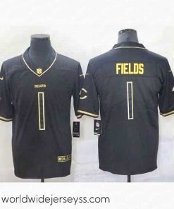 Exceptionally fashioned Nike Bears 1 Justin Field Black Gold Vapor Untouchable Limited Jersey