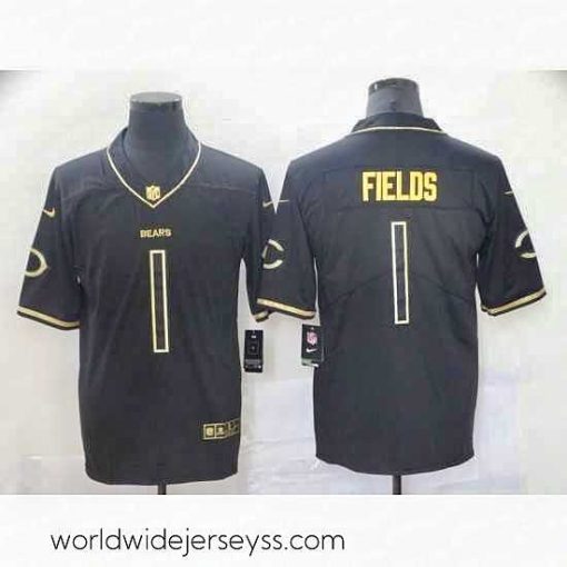 Exceptionally fashioned Nike Bears 1 Justin Field Black Gold Vapor Untouchable Limited Jersey