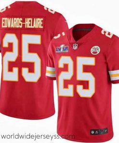 Exquisitely designed Nike Chiefs 25 Clyde Edwards Helaire Red Team Color Bound Stitched NFL Vapor Untouchable Limited 2024 Super Bowl LVIII Jersey