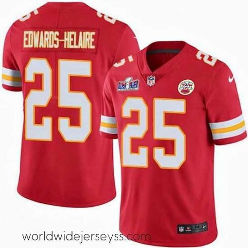 Exquisitely designed Nike Chiefs 25 Clyde Edwards Helaire Red Team Color Bound Stitched NFL Vapor Untouchable Limited 2024 Super Bowl LVIII Jersey