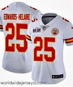 Exquisitely designed Nike Chiefs 25 Clyde Edwards Helaire White Bound Stitched NFL Vapor Untouchable Limited 2024 Super Bowl LVIII Jersey