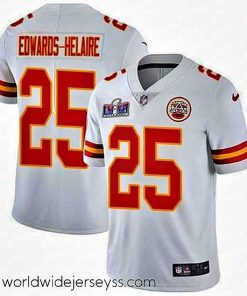 Finely crafted Nike Chiefs 25 Clyde Edwards Helaire White Bound Stitched NFL Vapor Untouchable Limited 2024 Super Bowl LVIII Jersey