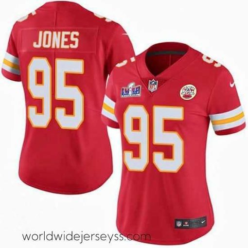 Marvelously styled Nike Chiefs 95 Chris Jones Red Team Color Bound Stitched NFL Vapor Untouchable Limited 2024 Super Bowl LVIII Jersey